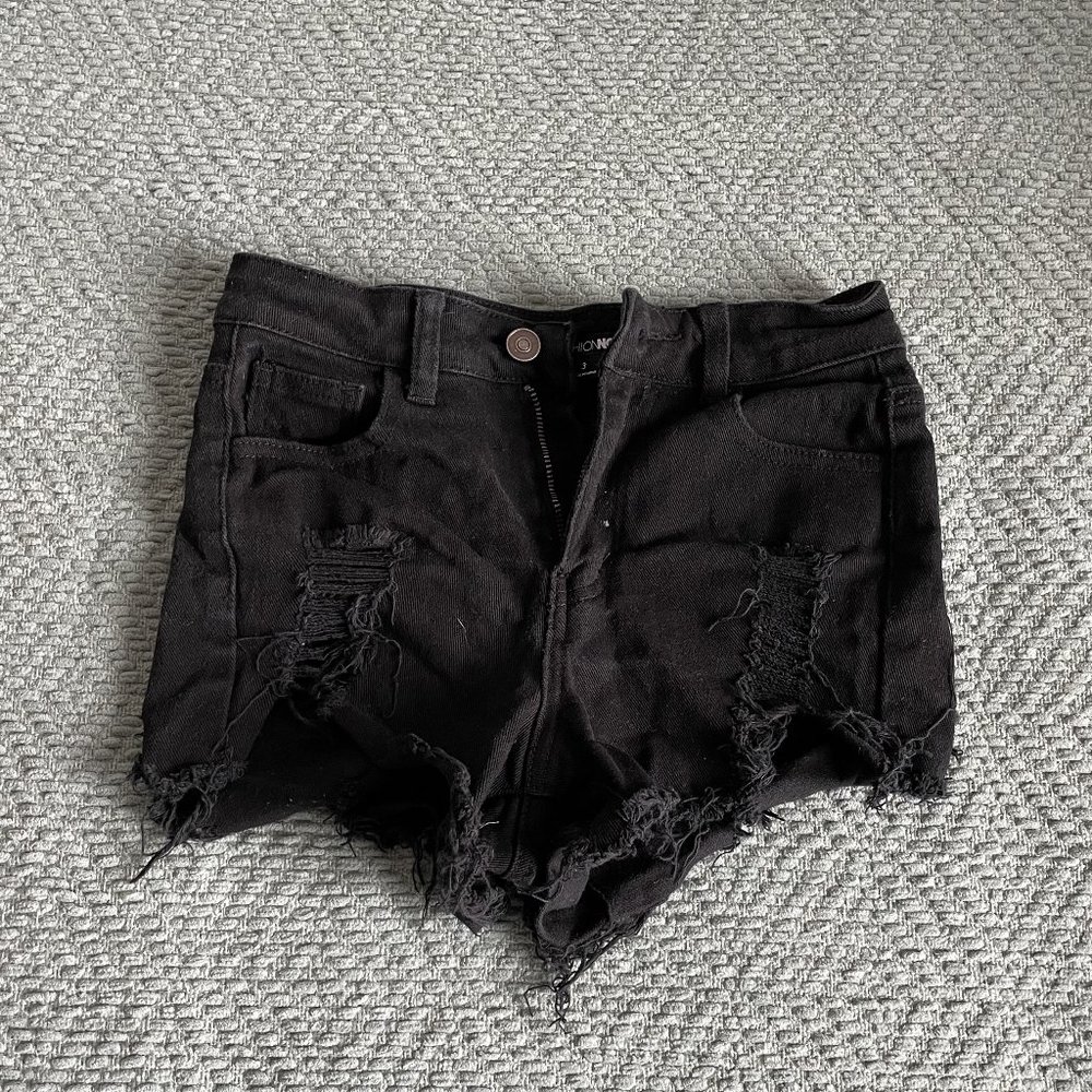 Fashion Nova Black Denim Shorts